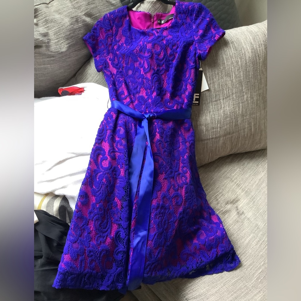 🥰🤩Gorgeous Leslie Fay size 6 Party Dress in Magenta & Sapphire💎💓💎